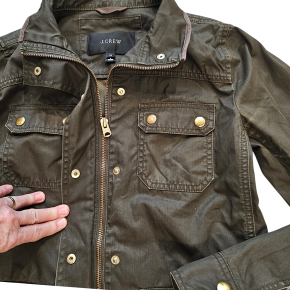 J. Crew Dee Olive Resin-coated twill jacket - Picture 3 of 8
